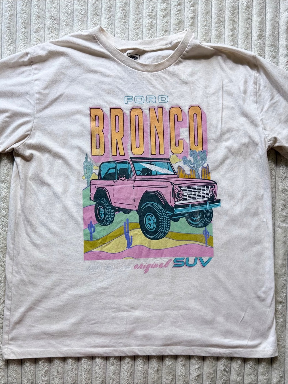 Ford Bronco Men's XL White Graphic Jersey T-Shirt Short Sleeve Official Licensed